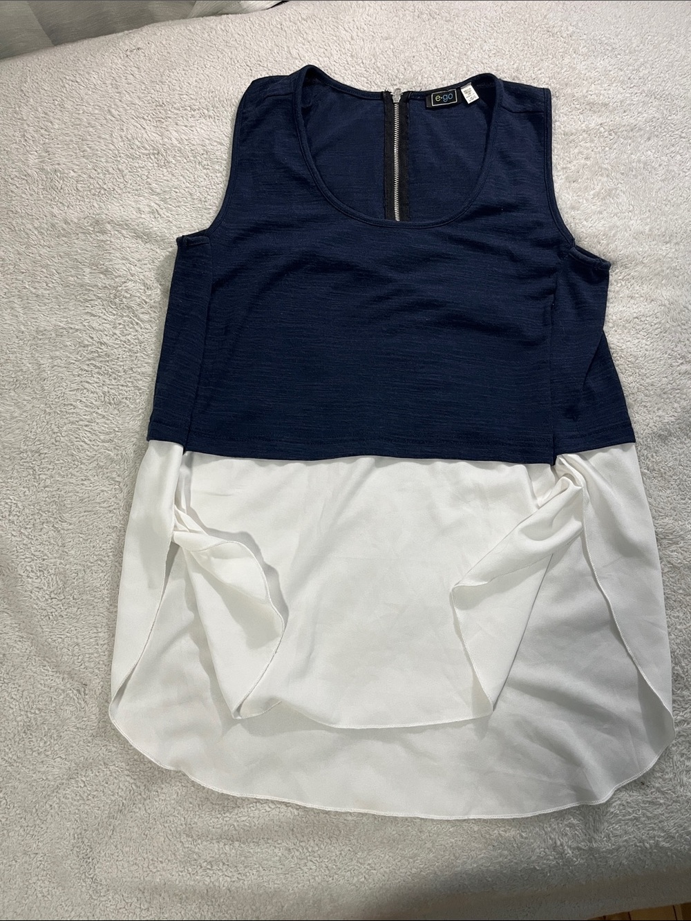 EGO Navy and White Layered Sleeveless Tank #A016